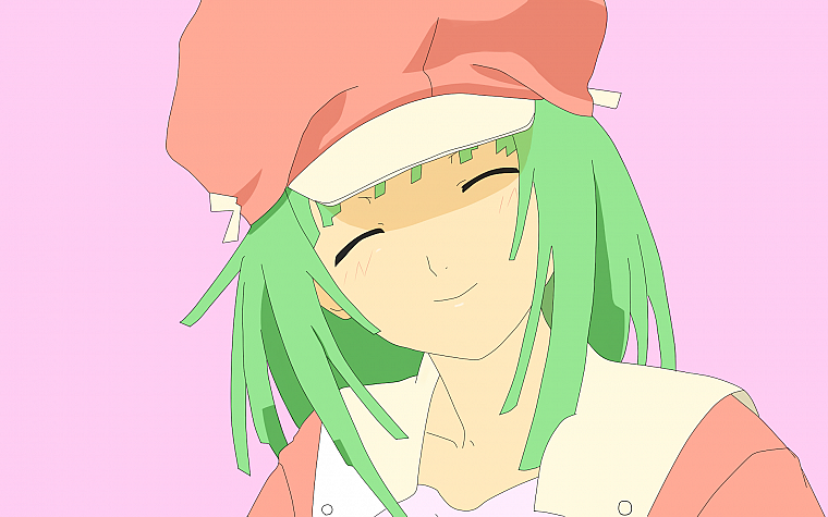 pink, Bakemonogatari, green hair, Sengoku Nadeko, smiling, hats, anime girls - desktop wallpaper