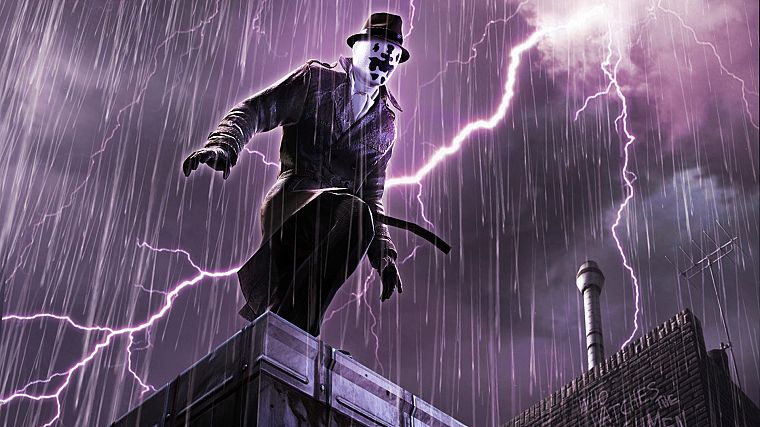 Watchmen, Rorschach, lightning - desktop wallpaper