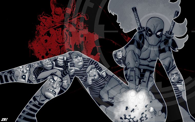 silhouettes, Deadpool Wade Wilson, Marvel Comics - desktop wallpaper