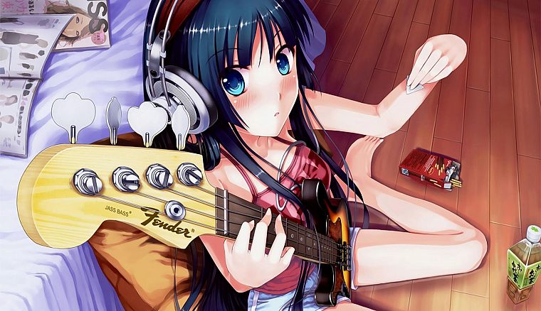 K-ON!, Akiyama Mio, guitar picks - desktop wallpaper