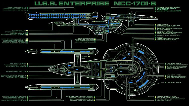 Star Trek, schematic, USS Enterprise, scheme, Star Trek schematics - desktop wallpaper