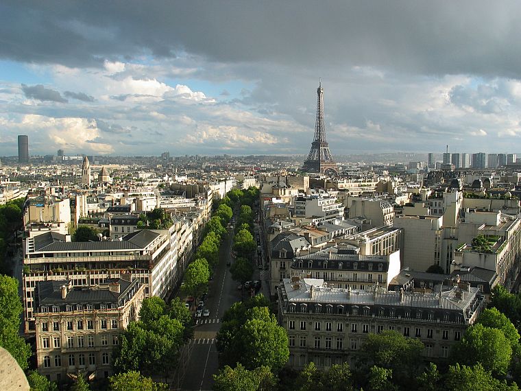 Eiffel Tower, Paris, clouds, cityscapes, buildings, Europe - desktop wallpaper
