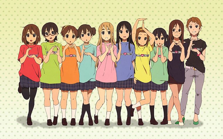 K-ON!, Hirasawa Yui, Akiyama Mio, Tainaka Ritsu, Kotobuki Tsumugi, Nakano Azusa, Yamanaka Sawako, Manabe Nodoka, Suzuki Jun, anime girls, Hirasawa Ui - desktop wallpaper