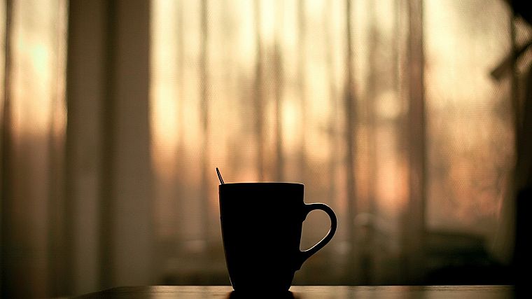 silhouettes, coffee cups - desktop wallpaper
