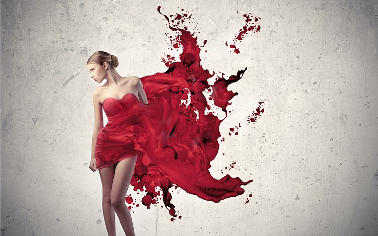 women, red dress - desktop wallpaper