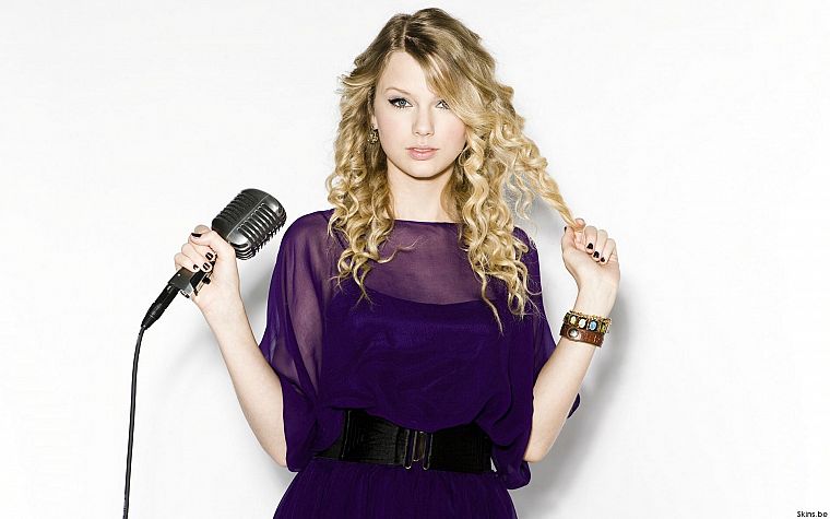 blondes, women, Taylor Swift, celebrity, singers, curly hair, microphones, white background - desktop wallpaper