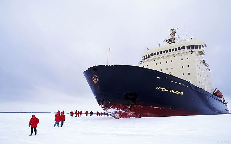 winter, ships, icebreaker ships - desktop wallpaper