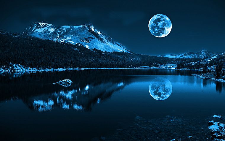 night, Moon - desktop wallpaper