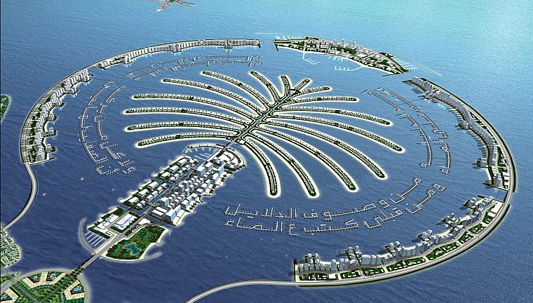 Dubai, islands, palm trees, Palm Island - desktop wallpaper