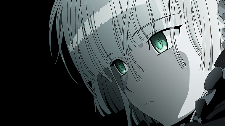 transparent, green eyes, Gosick, white hair, Victorique de Blois, anime vectors - desktop wallpaper