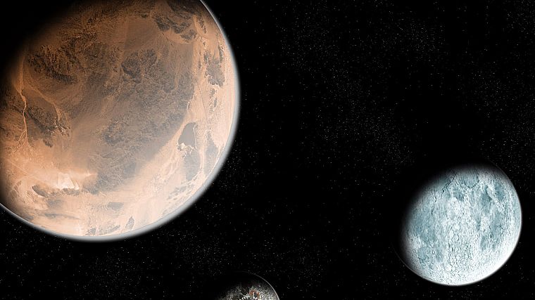 outer space, planets, Mars, Moon - desktop wallpaper