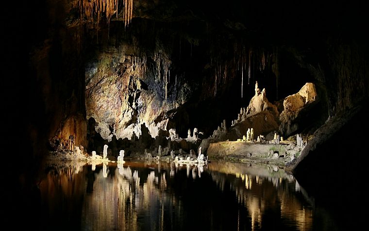 caves, underground, lakes - desktop wallpaper
