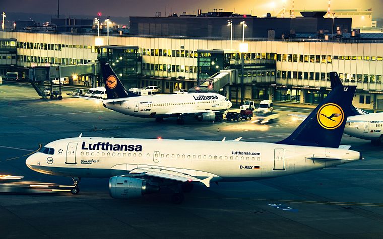 aircraft, airports, Lufthansa, Airbus 319 - desktop wallpaper