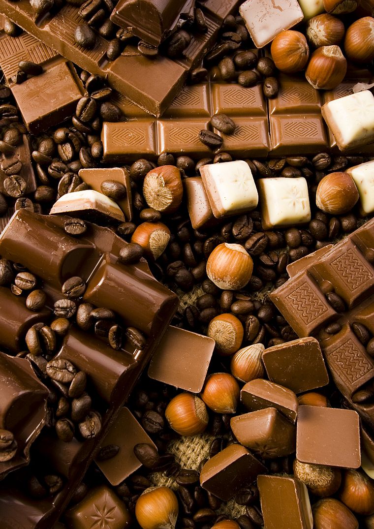 chocolate, nuts - desktop wallpaper