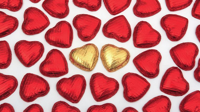 chocolate, hearts - desktop wallpaper