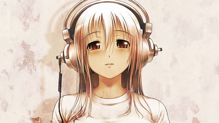 headphones, anime, Nitroplus, Super Sonico, anime girls - desktop wallpaper