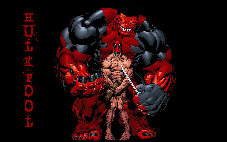Deadpool Wade Wilson, Red Hulk - desktop wallpaper
