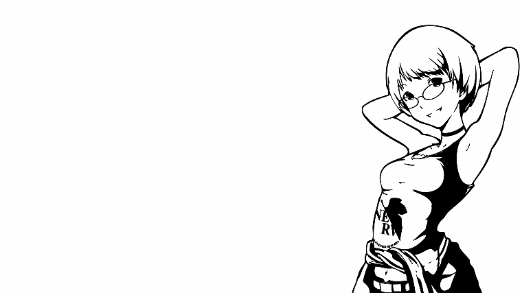 Persona series, Persona 4, simple background, anime girls, Satonaka Chie - desktop wallpaper