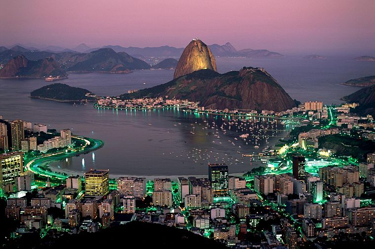 coast, cityscapes, night, architecture, buildings, Brazil, Rio De Janeiro - desktop wallpaper