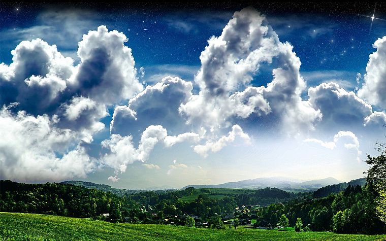 clouds, landscapes, nature, fantasy art - desktop wallpaper