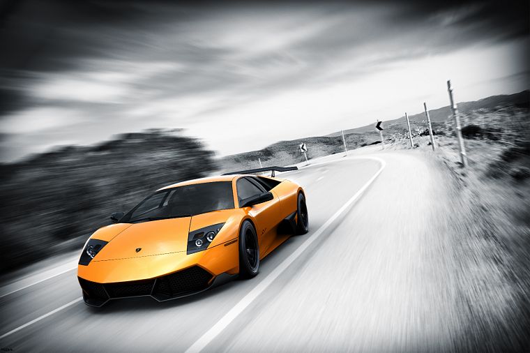 cars, Lamborghini, selective coloring - desktop wallpaper