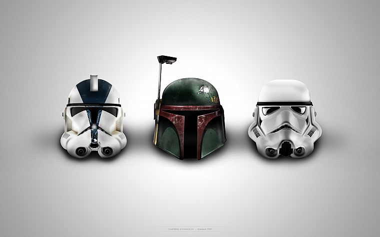 Star Wars, stormtroopers, Boba Fett, clone trooper, helmets - desktop wallpaper