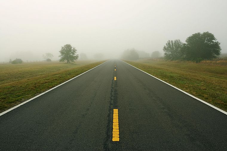 fog, mist, roads - desktop wallpaper