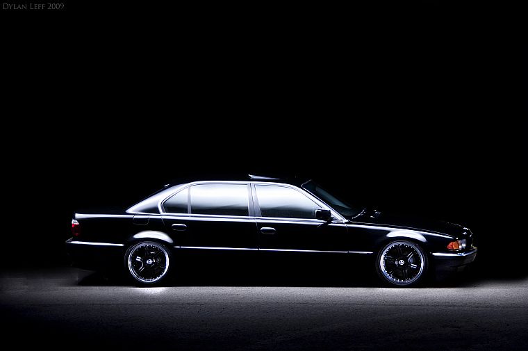 BMW, black, cars, vehicles, BMW 7 Series, black cars, side view, German cars - desktop wallpaper