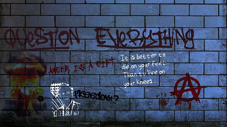 quotes, graffiti, anarchy, Question Everything - desktop wallpaper