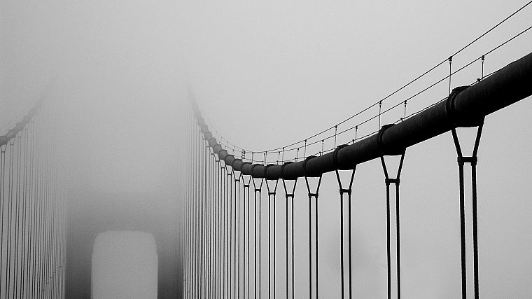 fog, bridges - desktop wallpaper