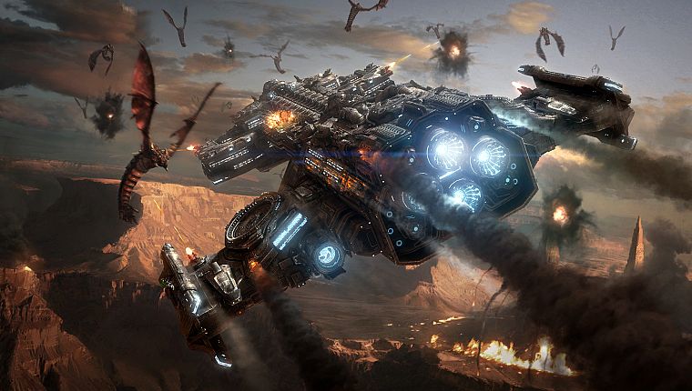 video games, Zerg, Terran, Hyperion, spaceships, vehicles, StarCraft II - desktop wallpaper