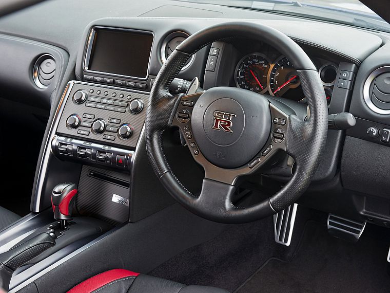 car interiors, steering wheel, Nissan GT-R R35 - desktop wallpaper