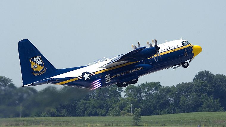 aircraft, USMC, take off, C-130 Hercules, blue angels - desktop wallpaper