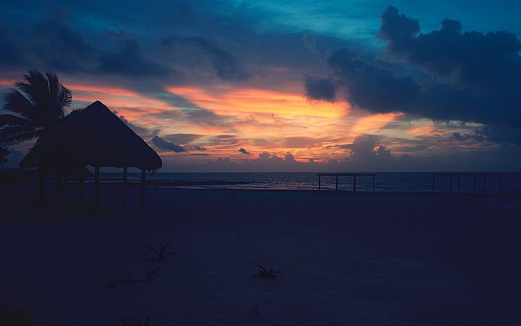 sunset, landscapes, beaches - desktop wallpaper