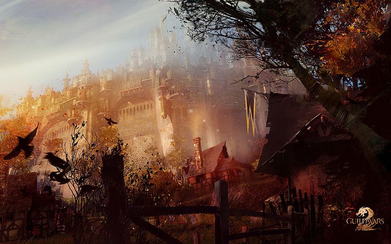 video games, castles, artwork, MMORPG, Guild Wars 2 - desktop wallpaper