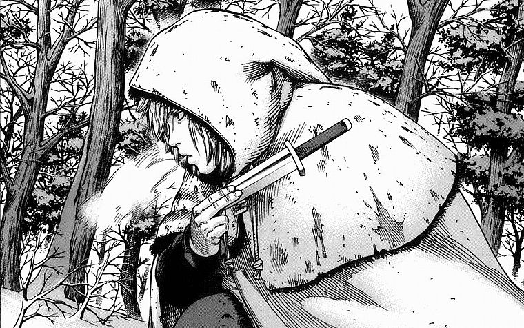 forests, knives, manga, hooded, Vinland Saga - desktop wallpaper