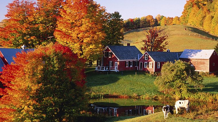 autumn, farms, vermont - desktop wallpaper