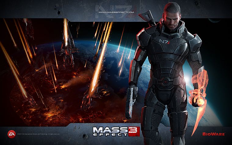 outer space, planets, reaper, Earth, men, BioWare, N7, Mass Effect 3, Commander Shepard, Electronic Arts - desktop wallpaper