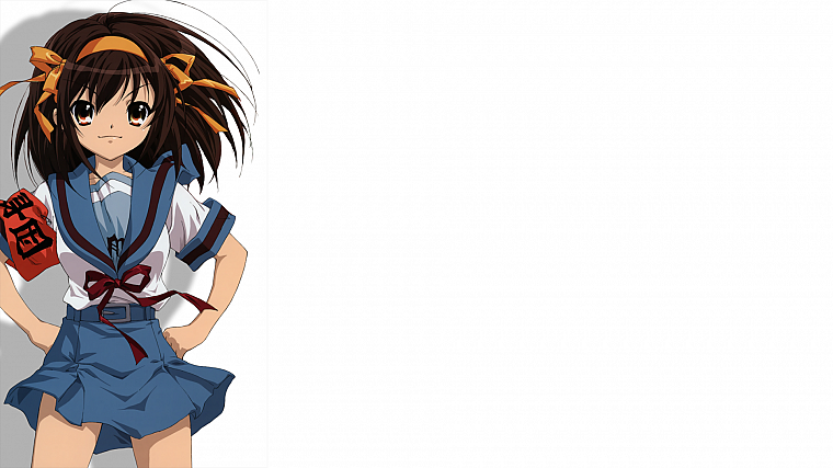 school uniforms, The Melancholy of Haruhi Suzumiya, simple background, Suzumiya Haruhi - desktop wallpaper