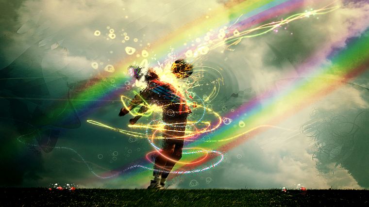 grass, rainbows - desktop wallpaper