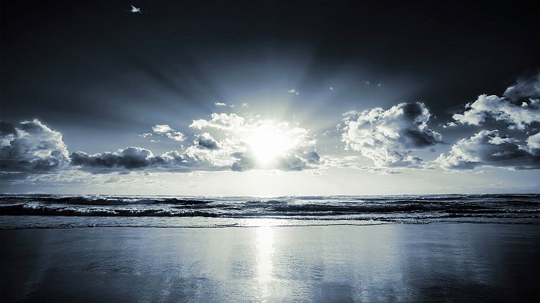clouds, sunlight, sea, beaches - desktop wallpaper