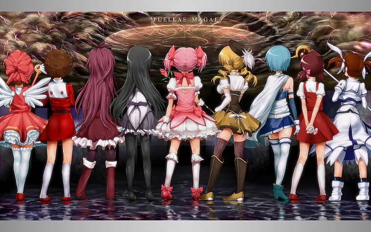 Mahou Shoujo Lyrical Nanoha, Cardcaptor Sakura, Mahou Shoujo Madoka Magica, crossovers, Cardoness Castle, anime girls - desktop wallpaper