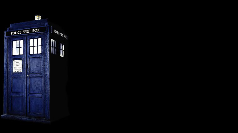 TARDIS, Doctor Who, black background - desktop wallpaper