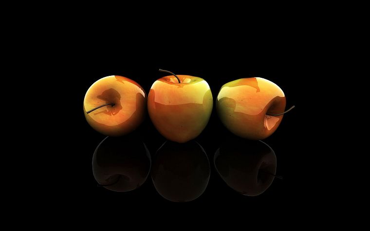 apples, black background - desktop wallpaper
