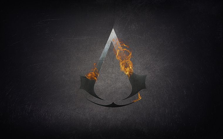 assassin, Assassins Creed, fire, symbol, logos - desktop wallpaper