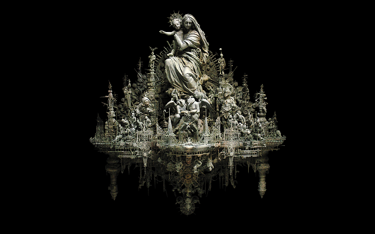 sculptures, Christianity, kris kuksi, black background, Magi - desktop wallpaper
