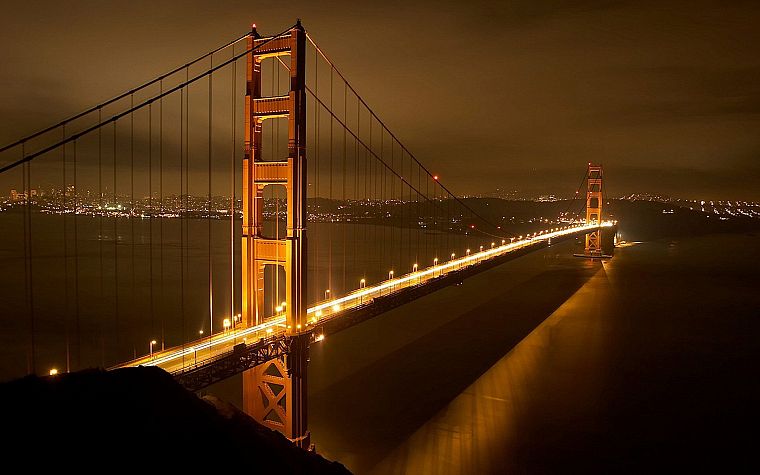 night, bridges, Golden Gate Bridge, San Francisco - desktop wallpaper