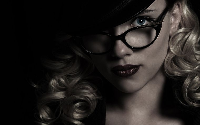 women, Scarlett Johansson, actress, glasses, The Spirit, girls with glasses - desktop wallpaper