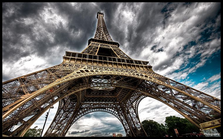 Eiffel Tower, Paris, clouds, architecture, France - desktop wallpaper