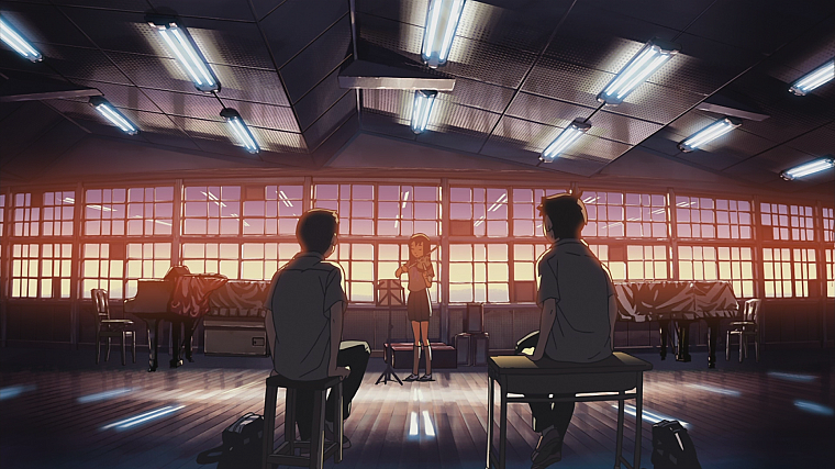 classroom, Makoto Shinkai, anime, The Place Promised in Our Early Days, violinist - desktop wallpaper